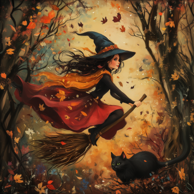 Cute Witch in Autumn