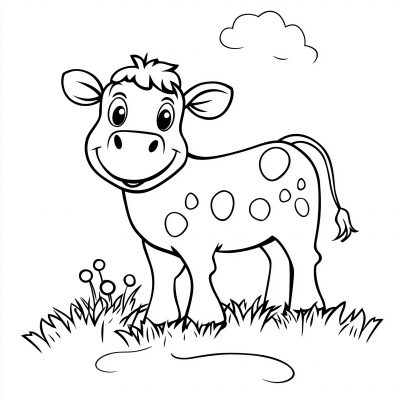 Smiling Cow Coloring Page