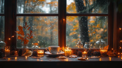 Autumn Rain in a Cozy Cabin