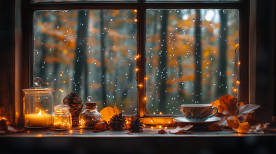 Autumn Rainfall in a Cozy Cabin