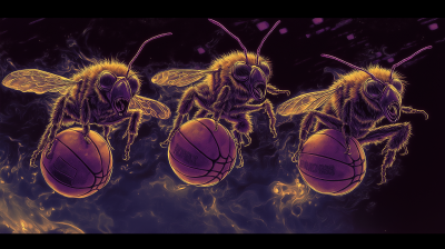 Determined Bees Playing Basketball