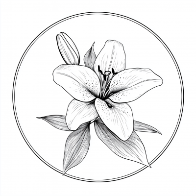 Lily Flower Line Drawing