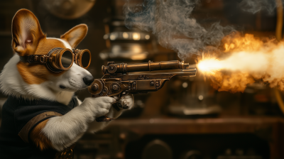 Steampunk Corgi Battle