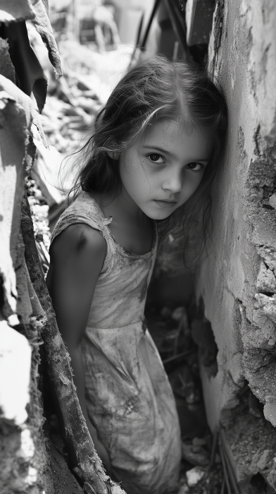 Young Girl in War Zone