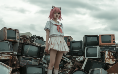 Japanese Girl in Junk Yard