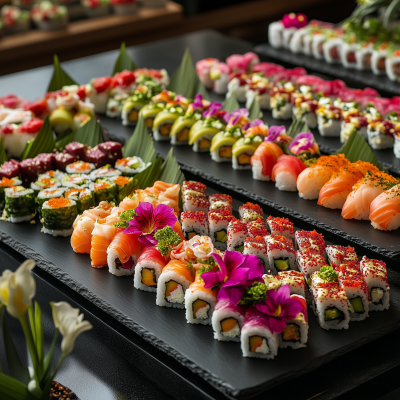 Elegant Sushi Catering Display