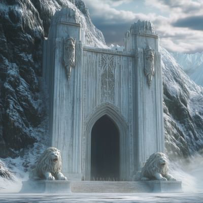 Epic White Stone Lion Gate