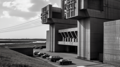 Brutalist Power Plant Entrance