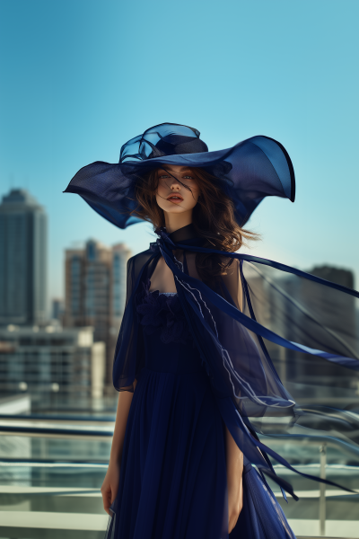 Elegant Woman with Oversized Hat