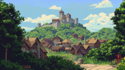 Slavic Pixel Art Village