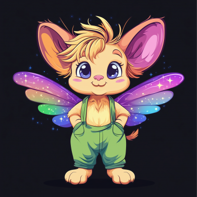 Cute Cartoon Animal with Wings