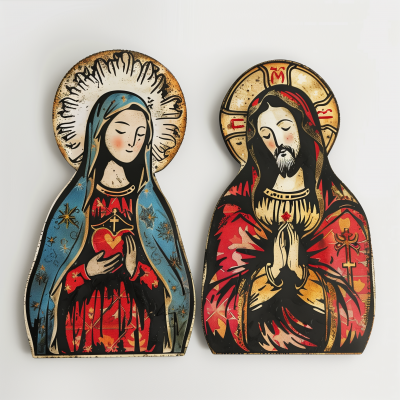 Immaculate Heart and Sacred Heart Figures