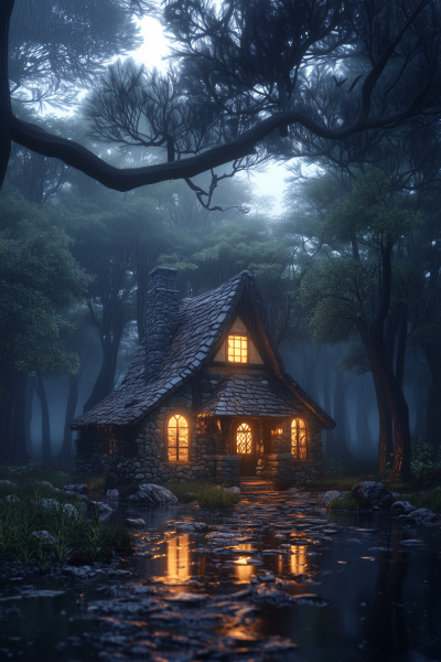 Cozy Cottage in Rainy Forest