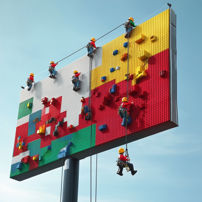 Kids Building LEGO on Billboard