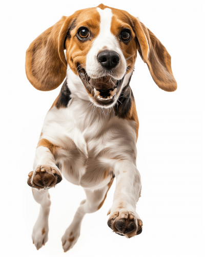 Happy Beagle in Mid-Jump
