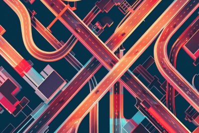 Colorful Road Intersection Illustration