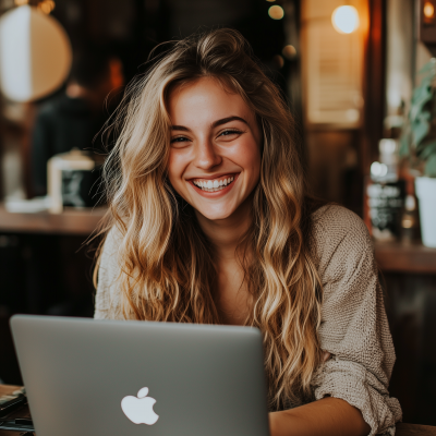 Smiling Woman with Laptop