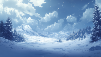 Cloudy Snowy Landscape