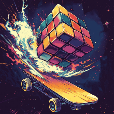 Skateboarding Rubik’s Cube