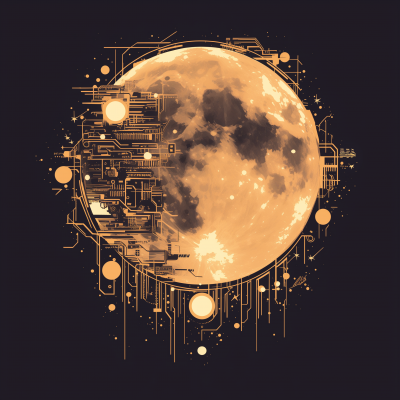 Circuit Board Moon Mid-Autumn Festival Greeting Card