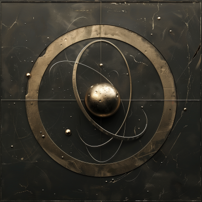 Metal Crest Design with Planetary Orbits and Particle Physics