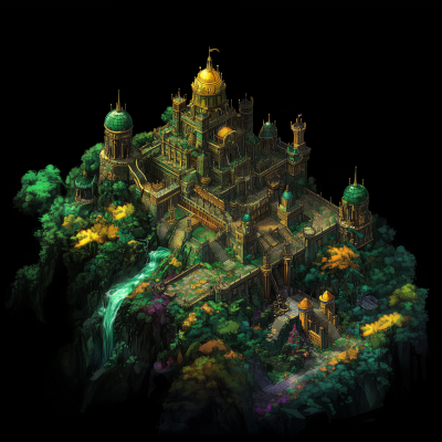 Ancient Fortress in a Magical Forest