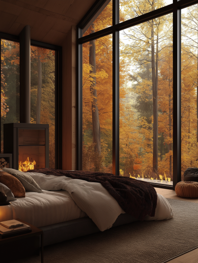 Cozy Cottage Bedroom in Autumn