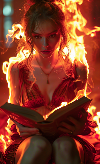 Portrait of a Woman with Burning Book