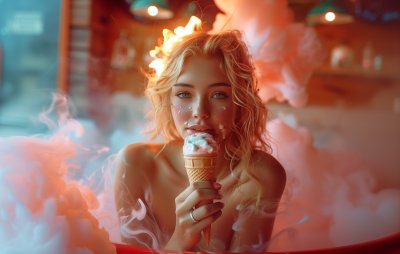 Cute Lady Eating Ice Cream