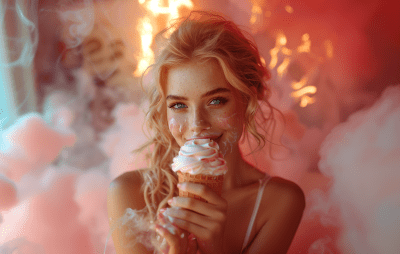 Cute Lady Eating Ice Cream