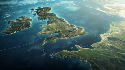 Aerial View of Great Britain and France