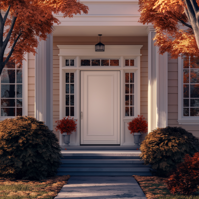 Autumn House with Cream Front Door