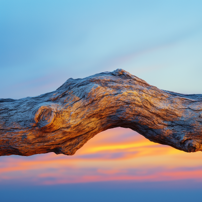 Natural Wooden Tree Branch Sunset Scene