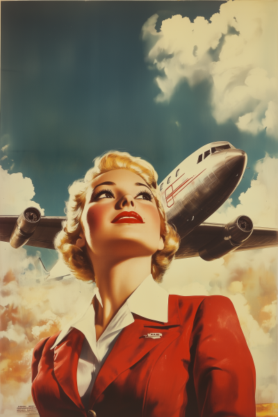 Vintage Flight Attendant Movie Poster