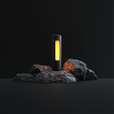 Modern Camping Lamp on Rock