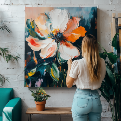 Woman Hanging a Painting