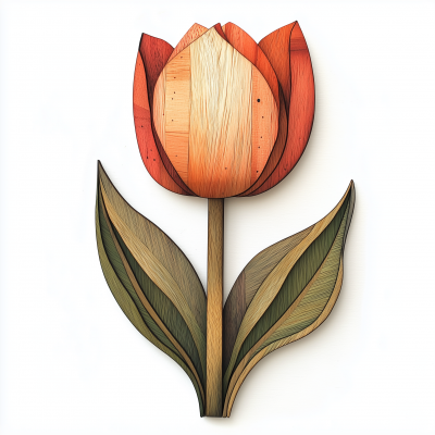 Flat Wooden Tulip Bud