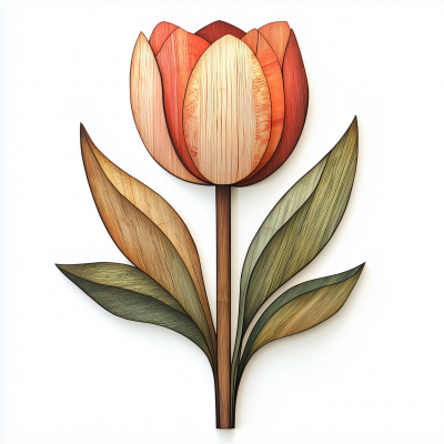 Flat Wooden Tulip Bud