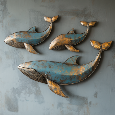 Floating Whales in Metal Panel