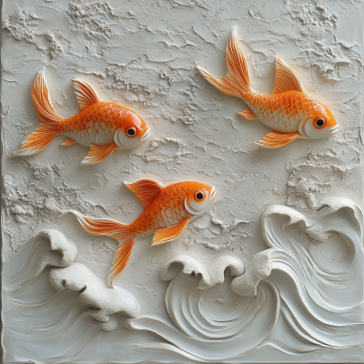 Goldfish in Plaster Panel