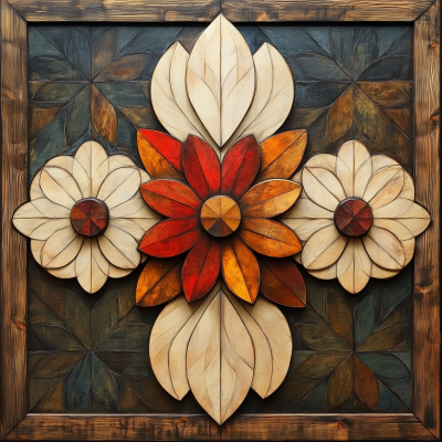 Geometric Floral Interior Panel