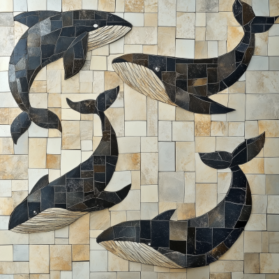 Geometric Whale Mosaic