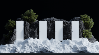 Isolated White Doors in Snow