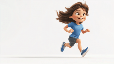 Joyful Girl Running