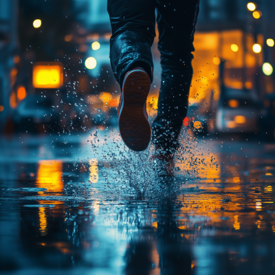 Running Feet in the Rain