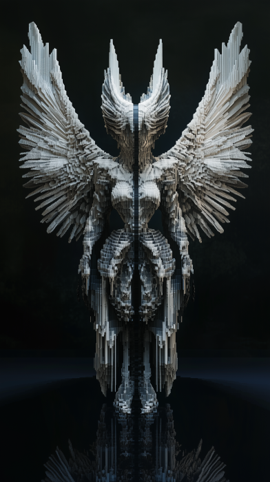 Winged Goddess Voxel Sculpture