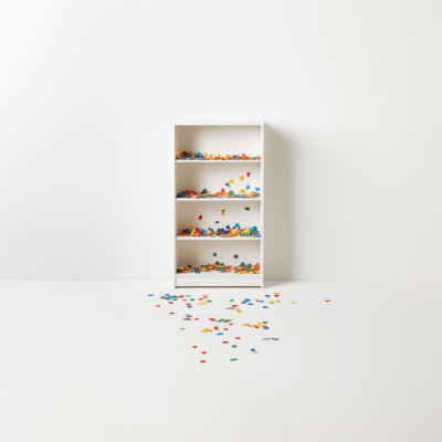 Colorful Confetti on Bookcase