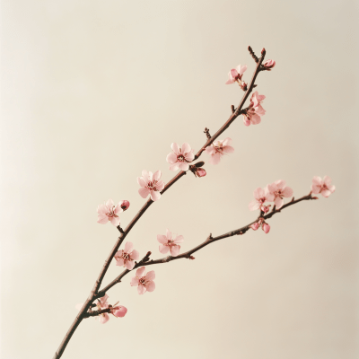 Blooming Branch with Pink Flowers