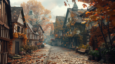 Medieval Bavarian Village in Autumn