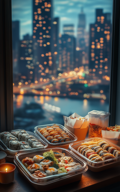 Nighttime Cityscape Dining Experience